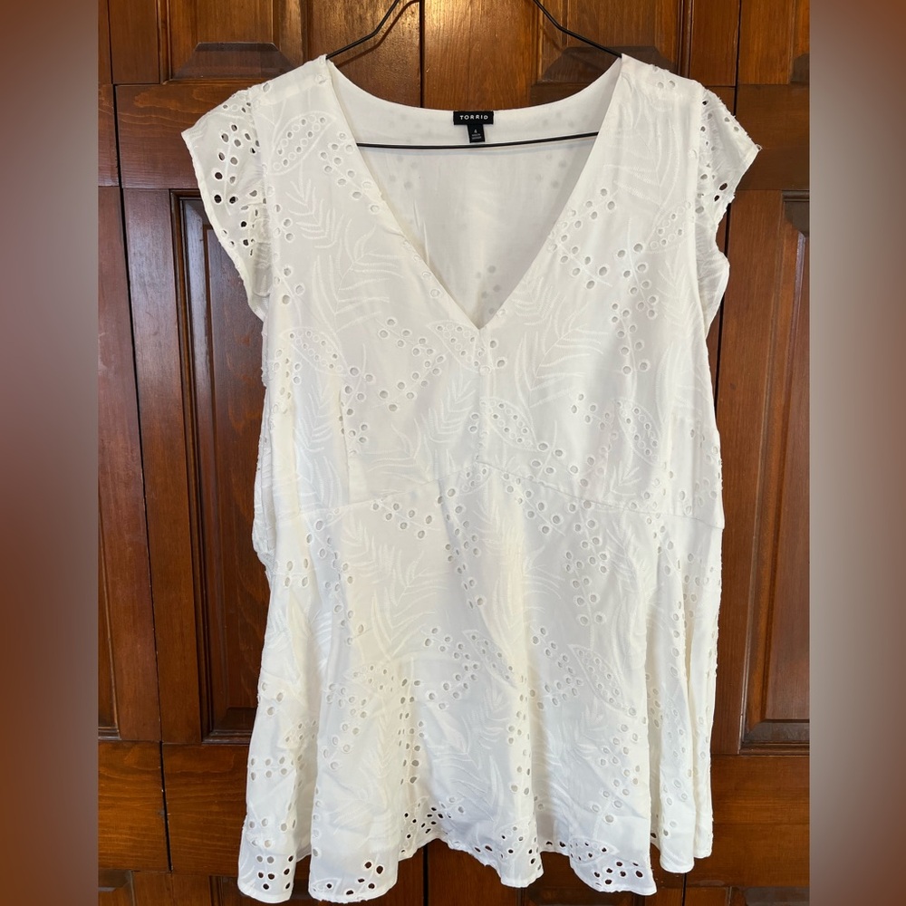 Torrid White Eyelet Babydoll Top Size 4X